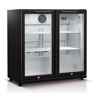 190L Glass Door Drinks Chiller in Black - Factory Seconds (HUS-C2-840-BLK)