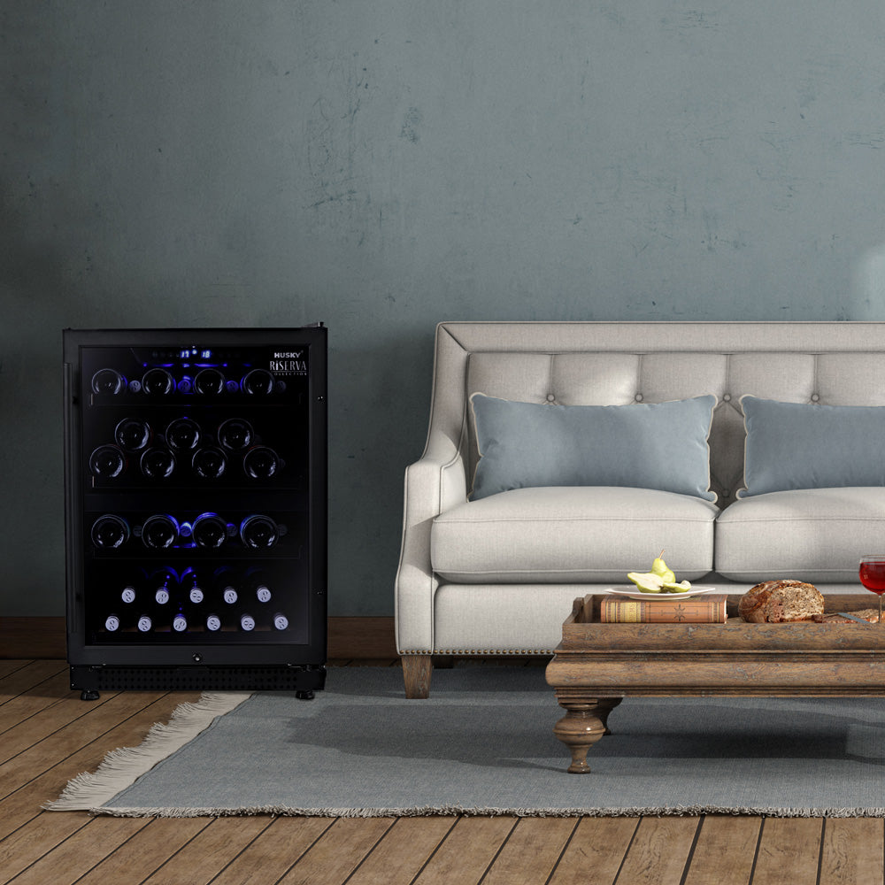 Husky Riserva 154L Dual Zone Wine Fridge in Black (HUSWS54DMBZY)