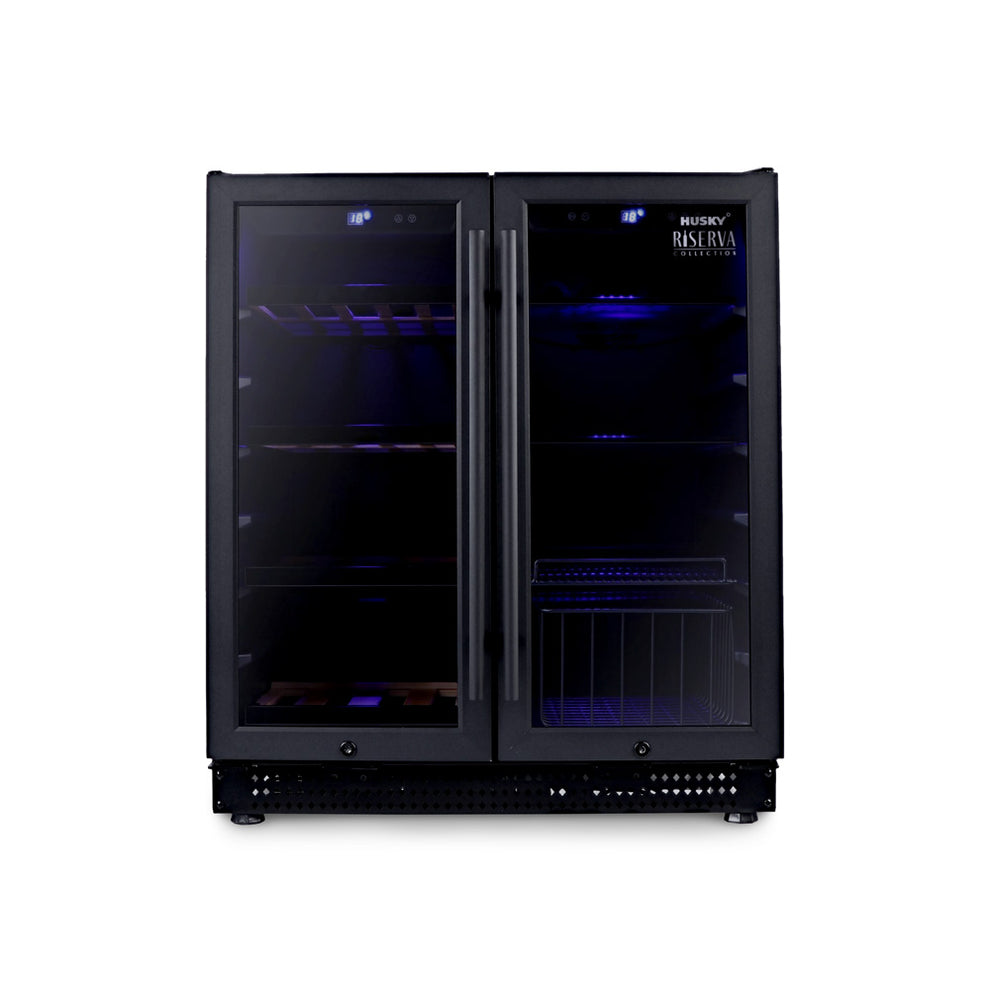 Husky Riserva 168L Double Door Wine Fridge in Black (HUSWS66MBZY)