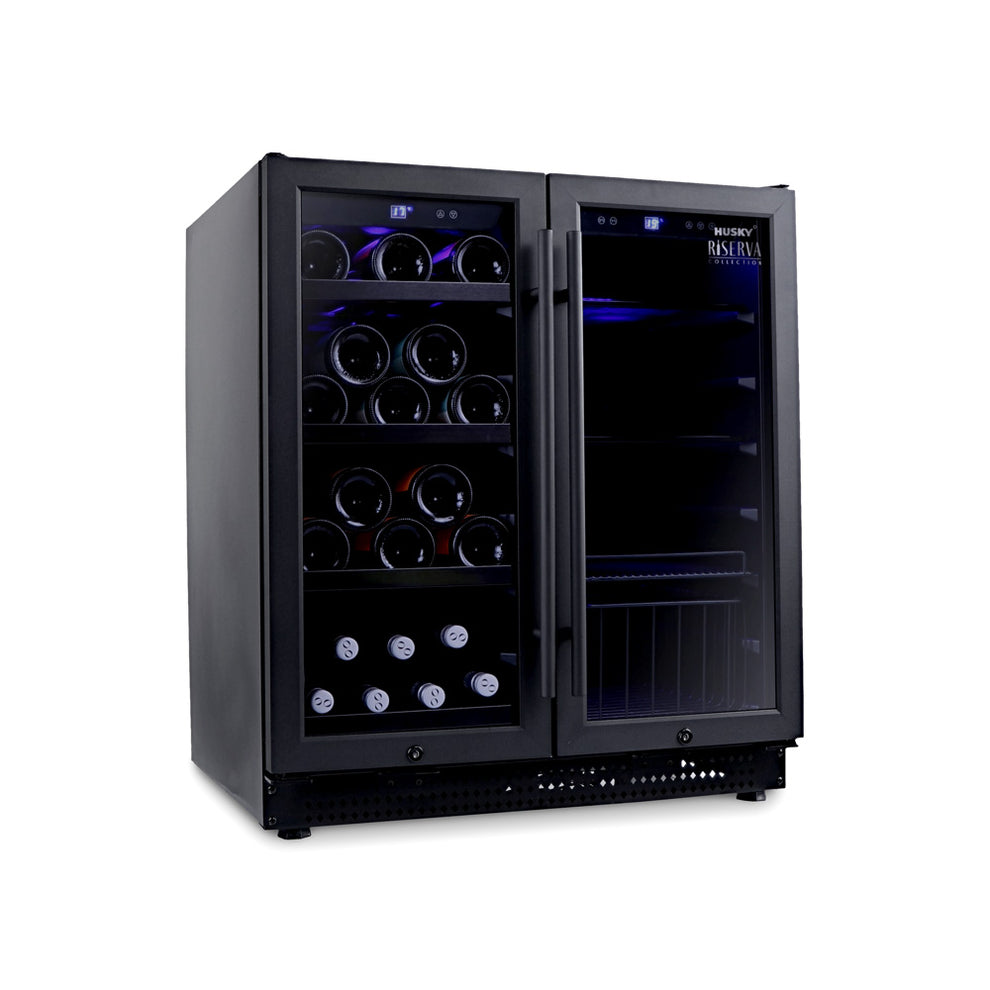 Husky Riserva 168L Double Door Wine Fridge in Black (HUSWS66MBZY)