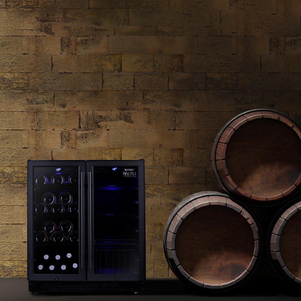 Husky Riserva 168L Double Door Wine Fridge in Black (HUSWS66MBZY)